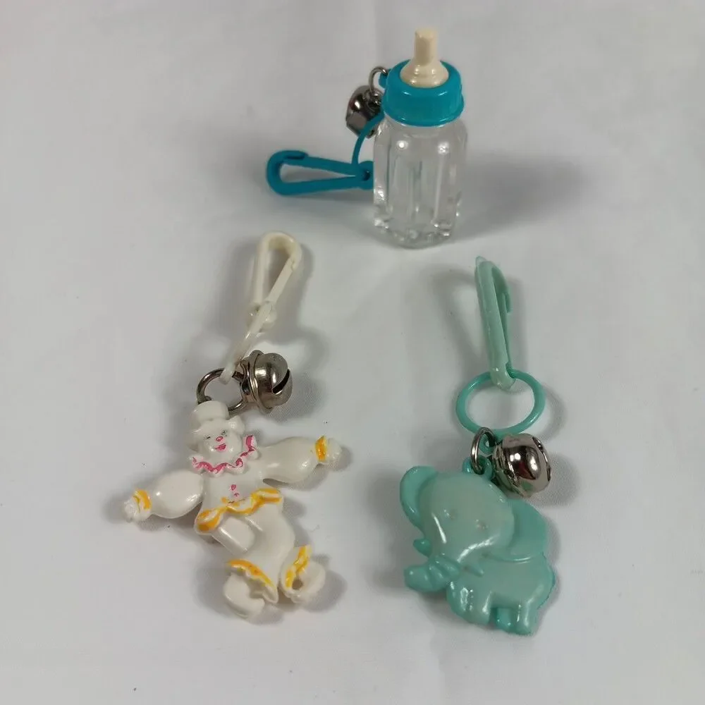 1980s Bell Charms Baby Bottle Clown Elephant Charms Lot Loose Played With Toys